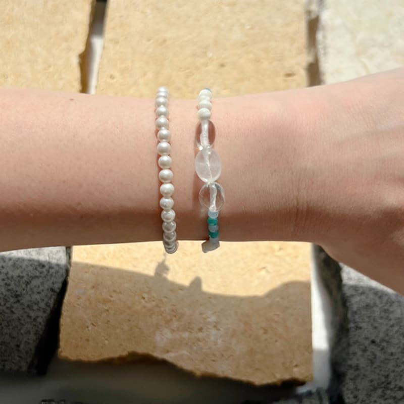 KIETIMOOR Clear Vanilla Bracelet Clear Vanilla White Quartz Pearl Gemstone Bracelet