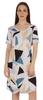 Moomaya Cotton Jersey Printed Midi Dress For Women V-Neck Summer Short Sleeves Knee Length