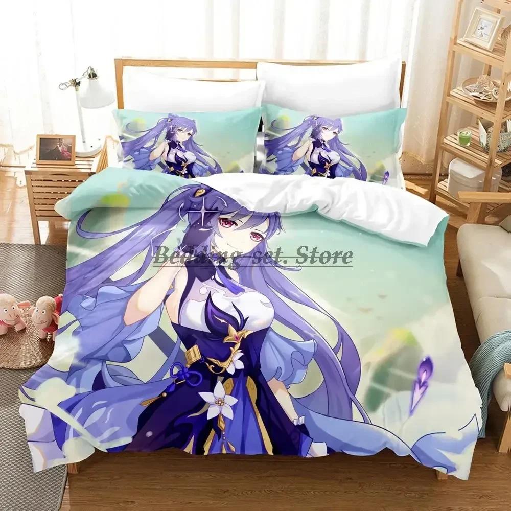 2023 Genshin Impact Bedding Set Single Twin Full Queen King Size Bed Set Aldult Kid Bedroom Duvetcover Sets Girl Bed Sheet Set