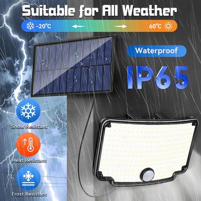 254 LED Solar Lights Outdoor Flood Lights With Remote Control Motion Sensor Light 16.4 Ft Cable Security Lights for Garage Patio