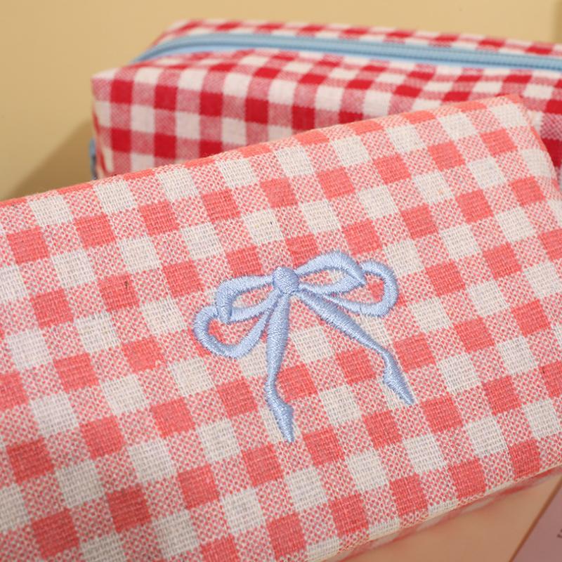 Bow Cosmetic Bag Makeup Bag Portable Travel Makeup Case Cute Pencil Pouch Women Toiletry Bag For Girls Traveling