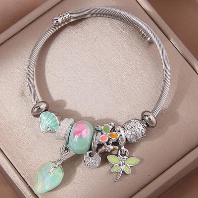 Elegantes Diamant Libelle Wassertropfen Anhänger Armband
