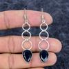 Black Spinel Gemstone Handmade 925 Sterling Silver Jewelry Earring 2.64" M-3312