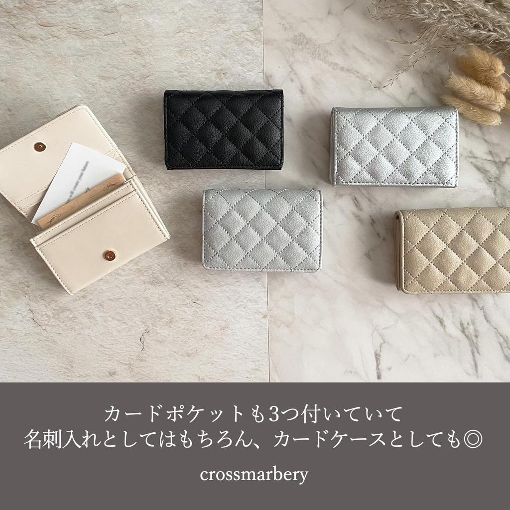 Crossmarberry Stilvolle und Niedliche gesteppte Visitenkartenhülle für Damen mit Magnetischen Trennwänden, Bifold-Design, Leicht, Einfaches Kunstleder, R88 Grau