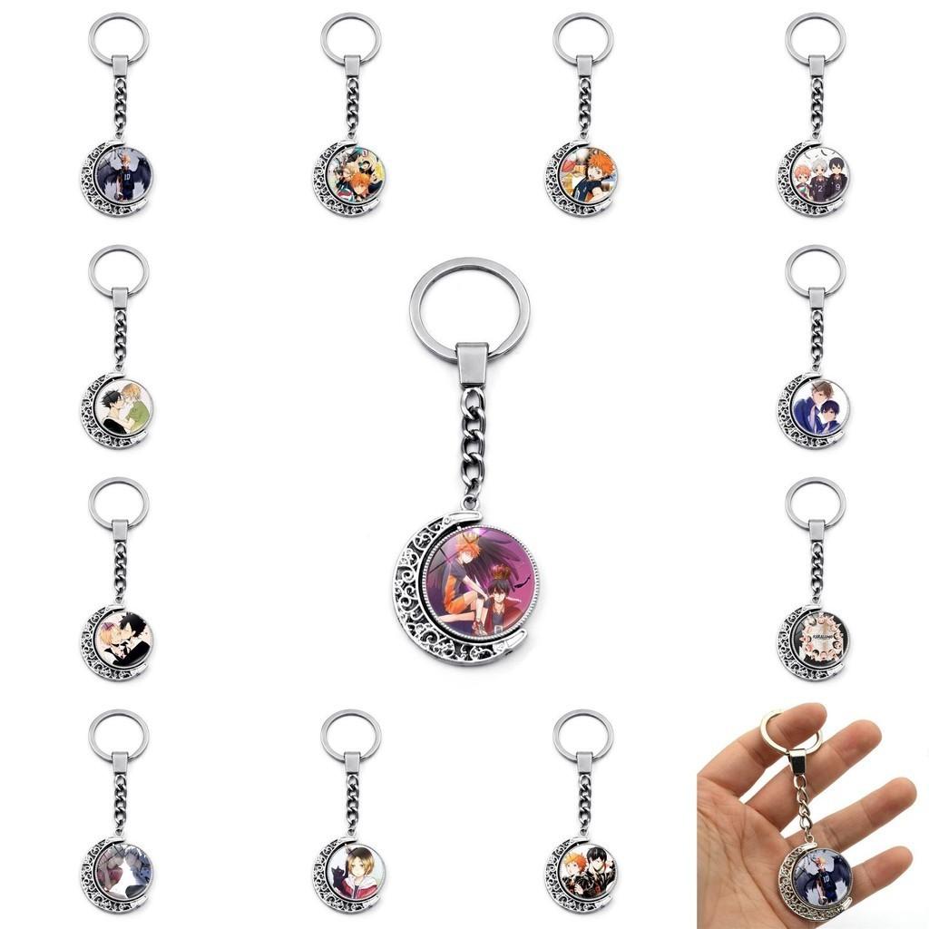 Anime Haikyuu Schlüsselanhänger Drehender Mond Anhänger Zinklegierung Metall Schlüsselzubehör für Rucksäcke