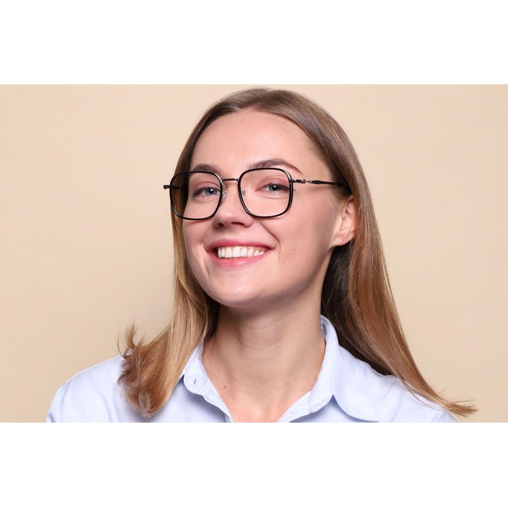 Full Rim Square Black Silver Smartbuy Collection Felt Mtr 90g Fashion Unisex Eyeglasses