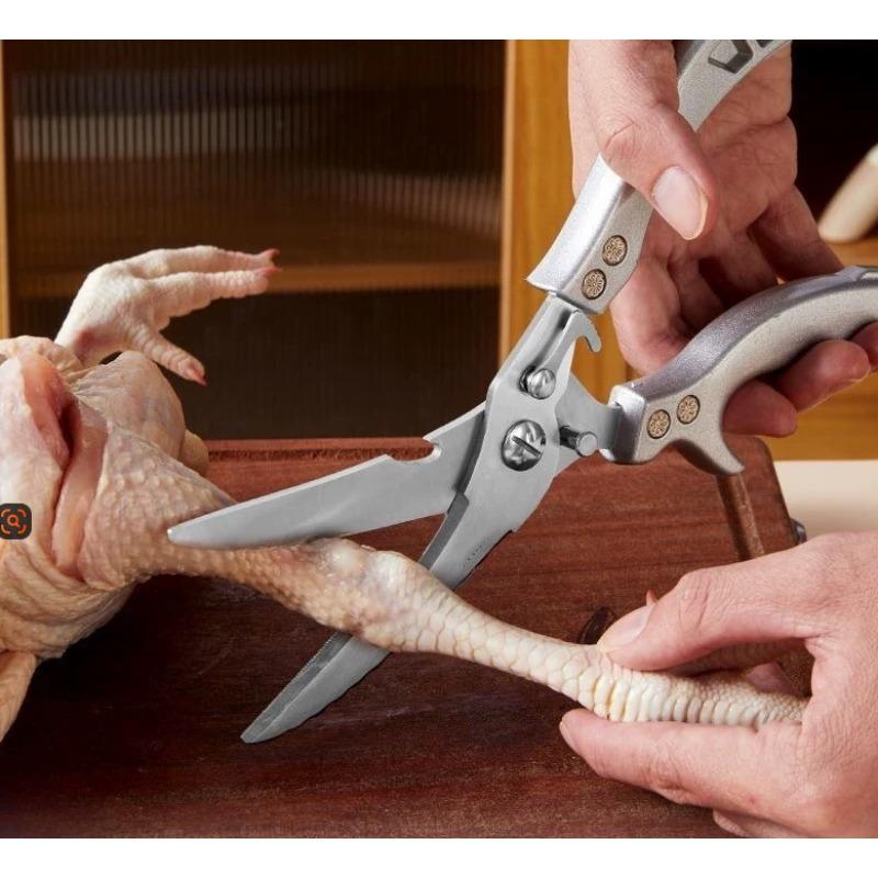 Multifunction Kitchen Scissors Stainless Steel, Heavy-Duty Household Meat, Fish, Chicken Bone Cutting Shears