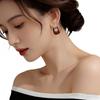 Gold Irregular Wine Red Circle Earrings for Women - Retro Hong Kong Style, High-End Light Luxury Stud Accessories