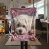 Maltese dog and flowers,pattern Flannel Blanket, High quality Comfortable for All Seasons, Home Decor, Warmth and Comfort, Perfect for Gifts.