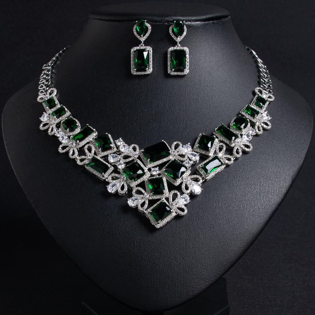 Luxury Jewellery Fashion Translucent Exaggerated Fine Irregular Necklace Earrings Dress Accessories Set Prom Bridal Party M-245