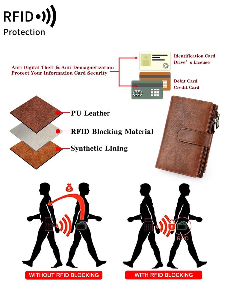 Mode Damen Geldbörse Vintage Faltriemen Doppelte Reißverschlusstasche Kurzer Kartenhalter Hohe Qualität Luxuriös Tragbare Clutch Kartenhalter