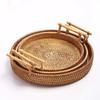 Handwoven Rattan Fruit Bowl Tray - Natural Woven Snack & Bread Serving Basket, Boho Style Tabletop Centerpiece for Kitchen