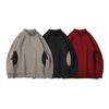 Retro Half-Zip Stand Collar Warm Hoodie - Heavyweight Velvet, Casual Solid Color Sports Top