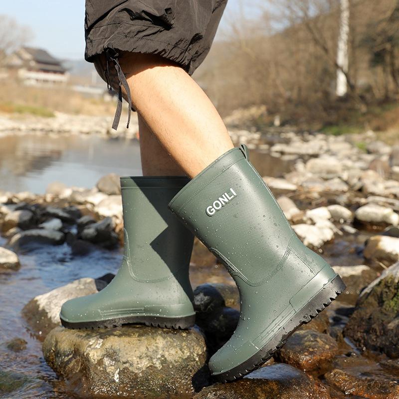 Rain shoes men's warm rain boots non-slip high tube bundle waterproof shoes kitchen rubber shoes car wash fishing men's water shoes