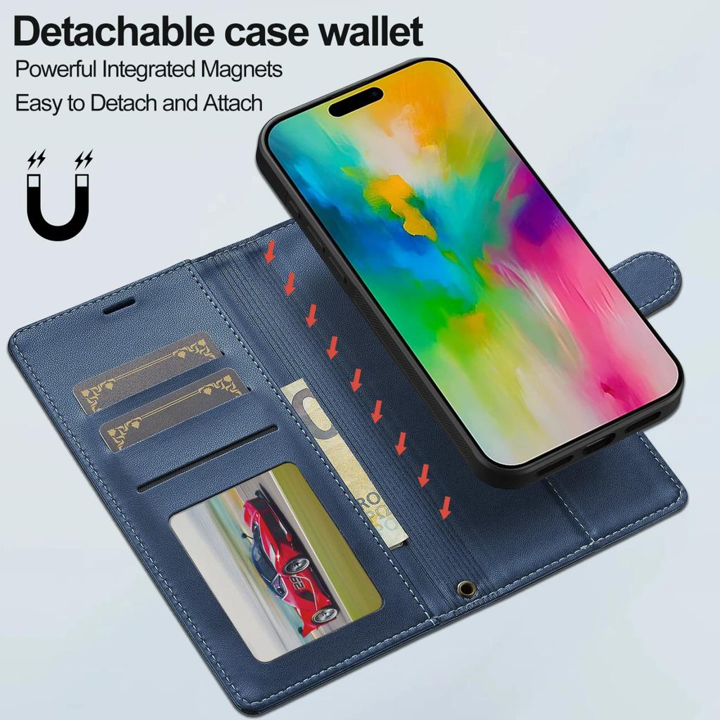 2 in 1 Magnetic separation Suitable for Apple 17promax clamshell leather case 16e mobile phone case 15plus removable 11 change bag case