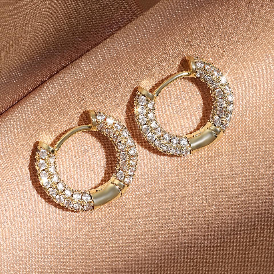 ZAKOL New Unique Design Turquoise Zircon Hoop Earrings for Women Brilliant Cubic Zirconia Luxury Party Zircon