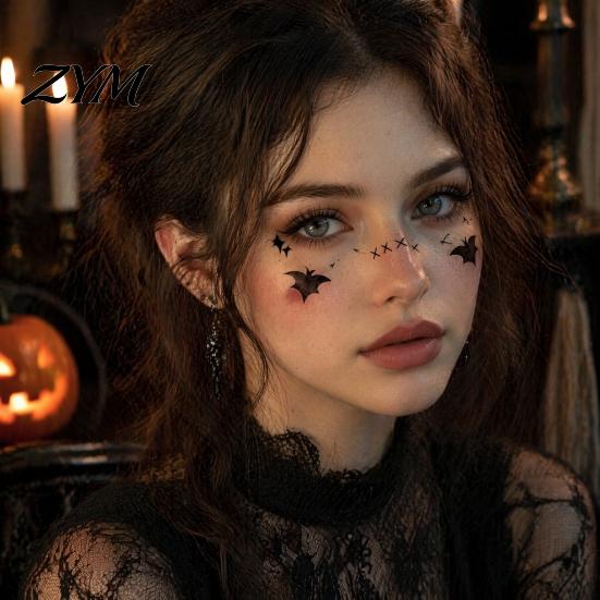 Scary Costume Accessories Halloween Face Temporary Tattoos, Realistic Waterproof Water Transfer Stickers, Skin-friendly Unique Decorations Breathable