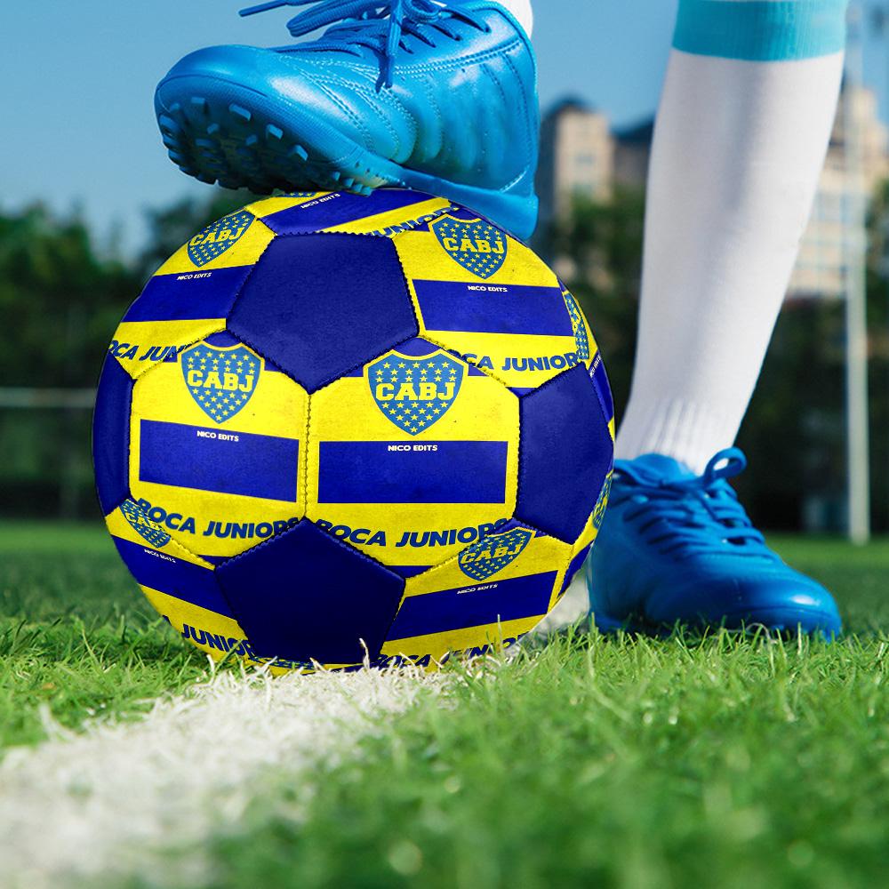 CABJ Boca Juniors Indoor Soccer Ball Colorful All Ages Size 5 Machine Stitched PVC Competition Ready Durable High-Bounce