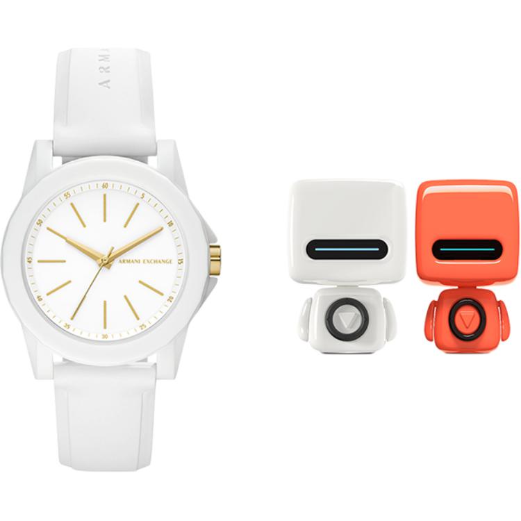 

ARMANI EXCHANGEAE Wrist Watch Quartz Movement Silicone Strap White Dial Women s Watch AX7126L AX7126+Robot Speakers