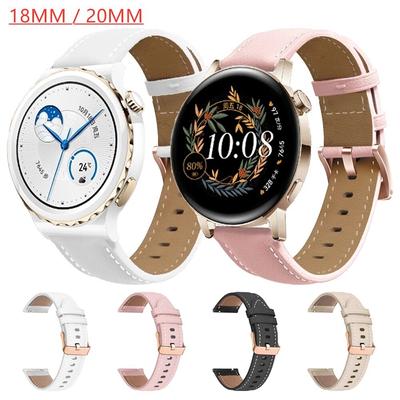 Růžově zlatá přezka 18mm kožený řemínek pro Garmin Venu 2S Vivoactive 4S Forerunner 255s 265S 20mm náhradní náramky pro Galaxy Watch4 3 Active 2