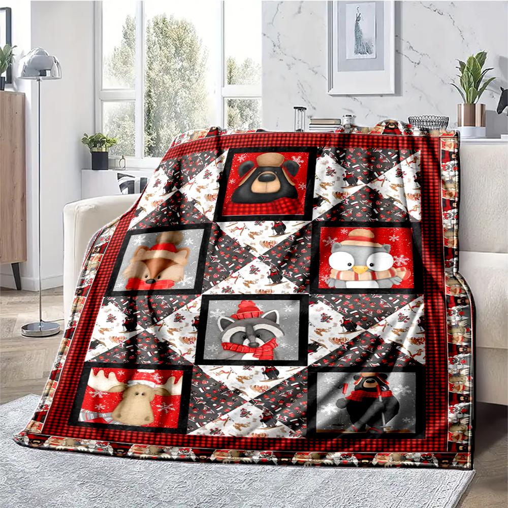 Christmas Theme Printed Blanket - Perfect for Couch, Bed, Travel & Outdoor Use | Machine Washable, Cozy & Durable.