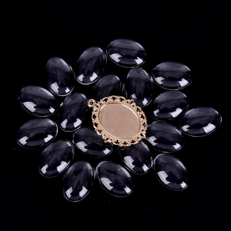 60Pcs 5 Colors Round Pendant Trays Glass Cabochon Crafting Diy Jewelry Making