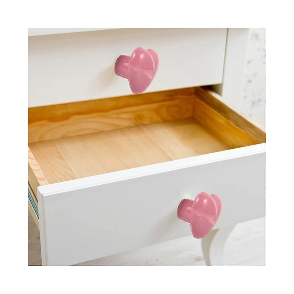 (Light pink) 10 X Door Knobs And Handles Ceramic Cartoon Cabinet Knobs And Handles Heart Drawer Closet Handles Kids Room Furniture Handle