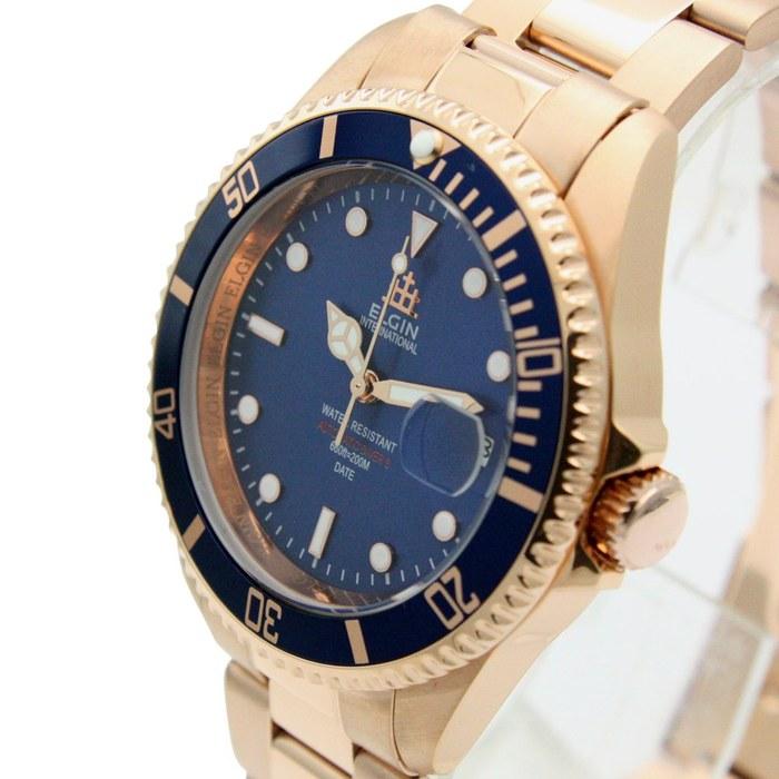 [Ergin] Automatic Diver Watch FK1405PG-BL Men's Pink Gold, Blue Dial