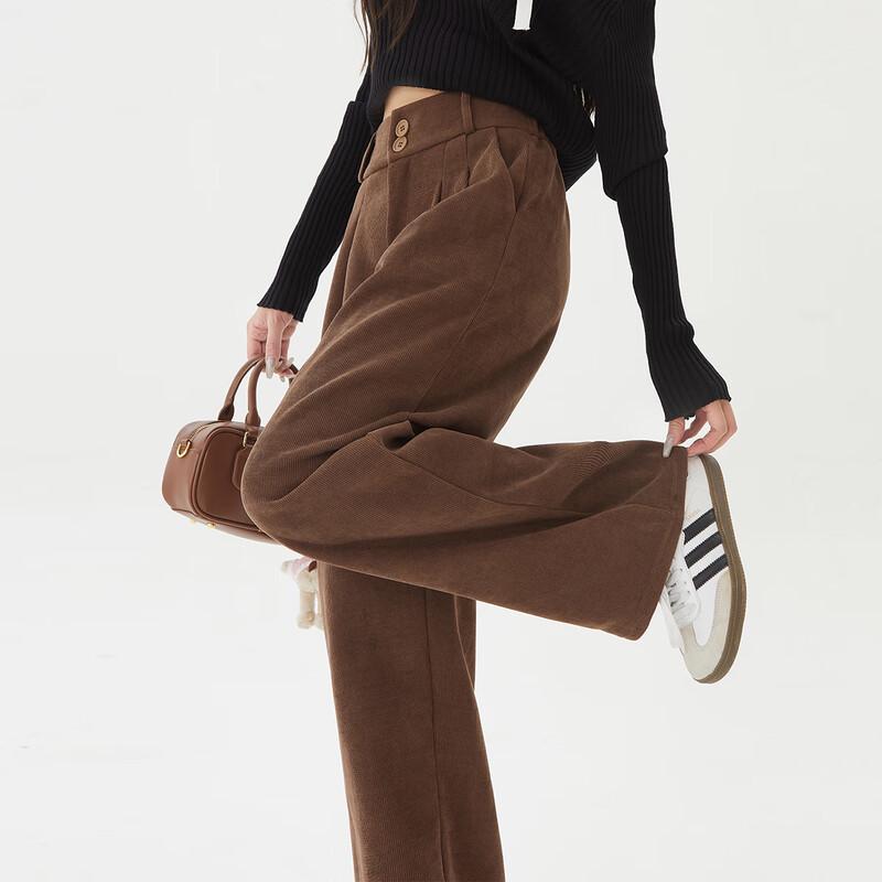 UNIFREE High-Waist Corduroy Straight-Leg Pants