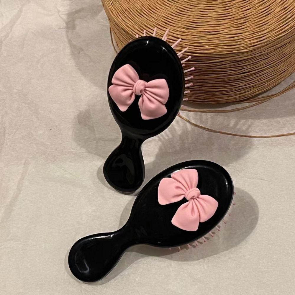 

Scalp Massage Portable Comb Anti Static Bow Comb Simple Cartoon Air Comb Women чёрный