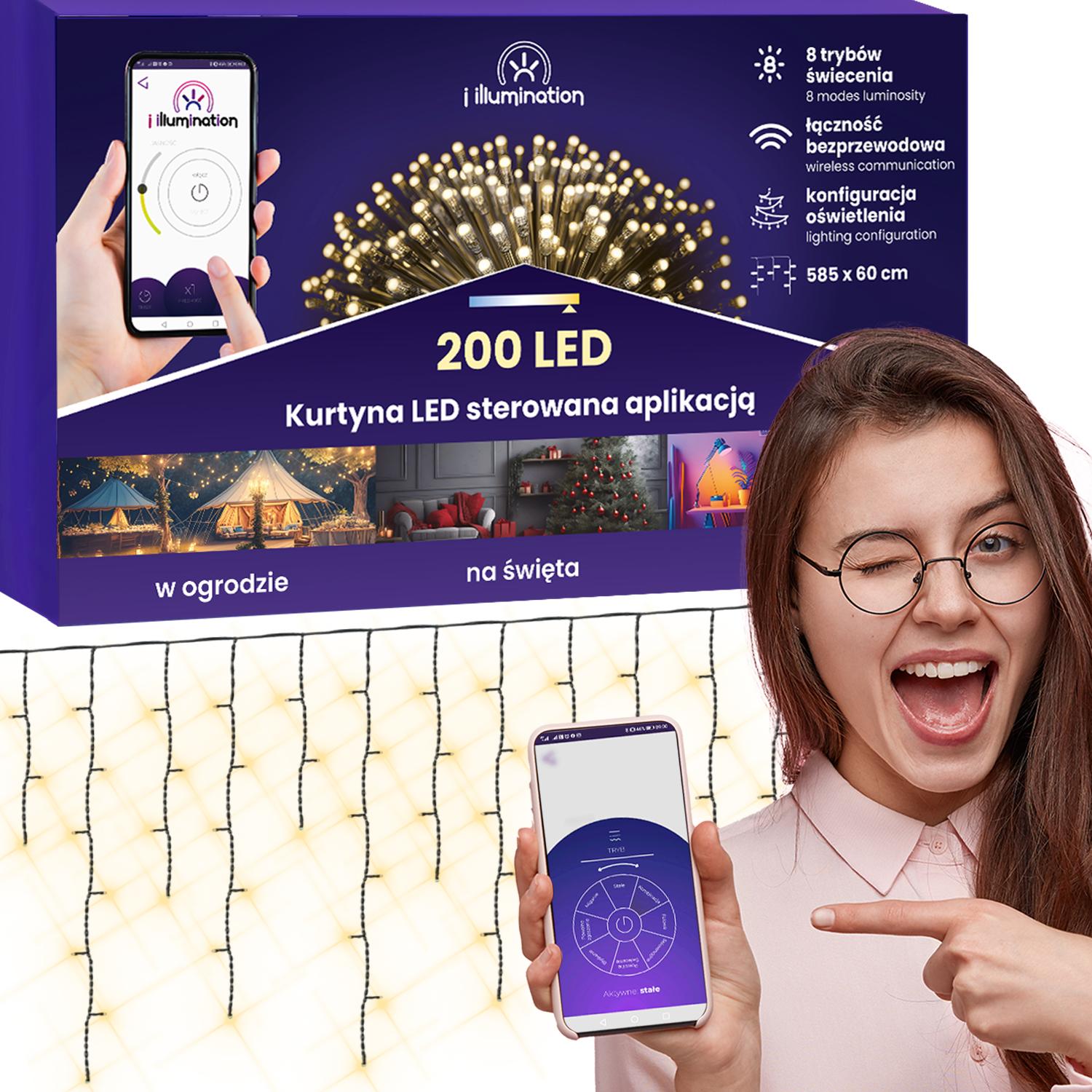 Visu gadu lietotnes vadāma LED aizkaru