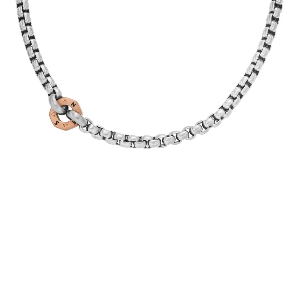 

Fossil Мужская двухцветная цепочка из нержавеющей стали Sawyer, серебро