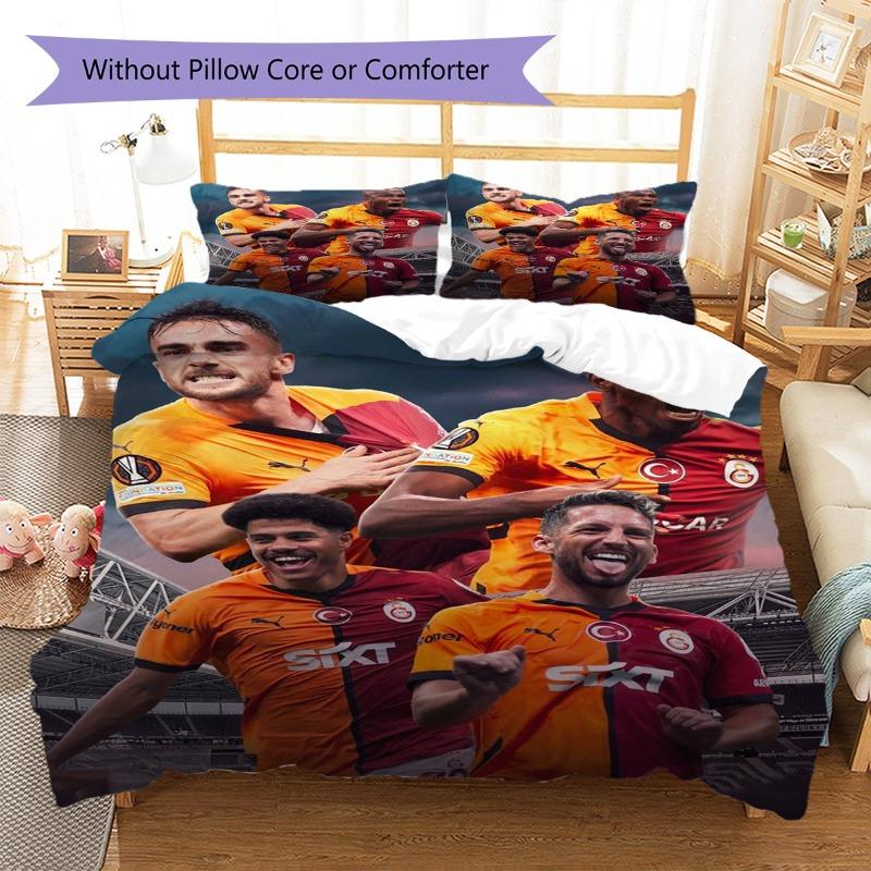 Football Players Celebration Stadium Print Duvet Cover Set, 3Pcs Sports Bedding Set with 2 Pillowcases for Bedroom Decor