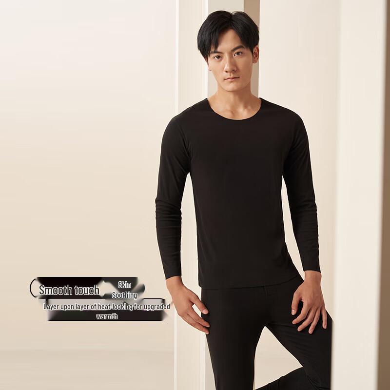 Yiershuang Men's Double-Sided Brushed Fleece Thermal Underwear Set