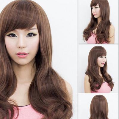 Women Charming Girls Fashion Wavy Curly Long Hair Side Fringe Full
