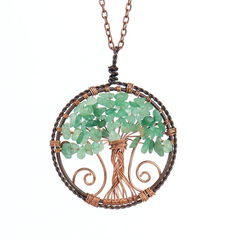 Vintage Handmade Winding Natural Gravel Crystal Tree Of Life Fortune Tree Root Pendant N99