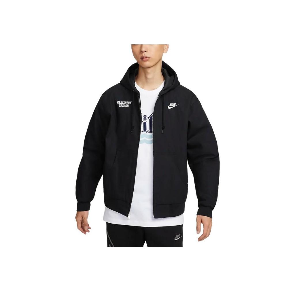 Nike Therma-Fit Life Series Letter Logo Outdoor Work Comfort Zip-Up Hooded Jacket Men Jacket Black HV1738-010