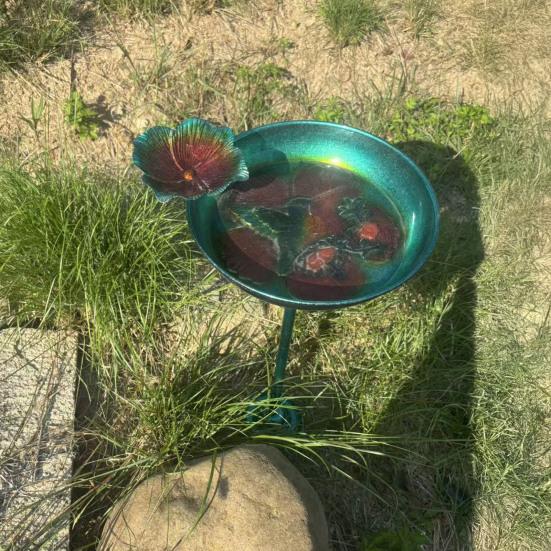 Bird Bath And Feeder Metal Bird Bath with Lotus Leaf Design Bird Feeder Outside Standing