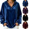 Damen Langarm V-Ausschnitt Kapuzenpullover Lässiger Pullover für Herbst Winter Alltagsmode