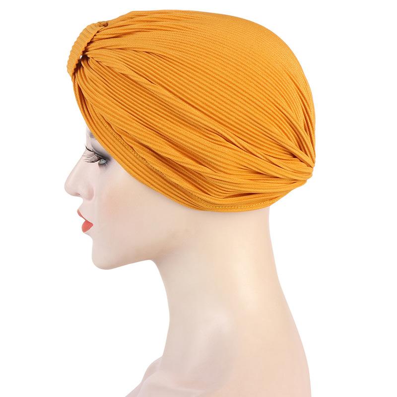 Turbante de algodón y lino para mujer, turbante trenzado para mujer, turbante musulmán, gorro químico, tocado indio
