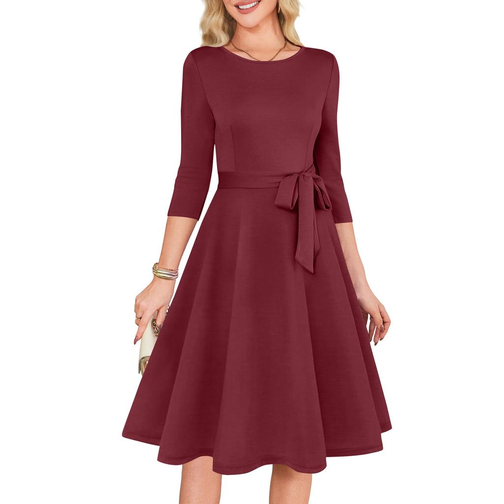Women's Cocktail Dresses 3/4 Sleeve Vintage Wedding Guest Dress