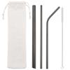 Gold Reusable Straw 304 Stainless Steel Sharp Straw Metal Drinking Straws with Cleaner Brush for Bubble Tea Smoothie Milkshake