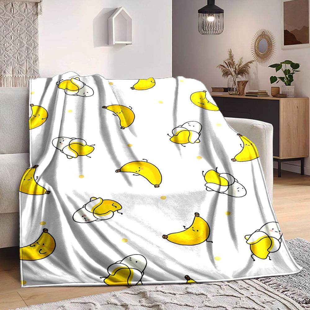 1pc Cute Banana Design Blanket Warm, Cozy, And Soft, Suitable for Sofas, Beds, Cars, And Office Use.Perfect for Camping And Travel, Making It a Great