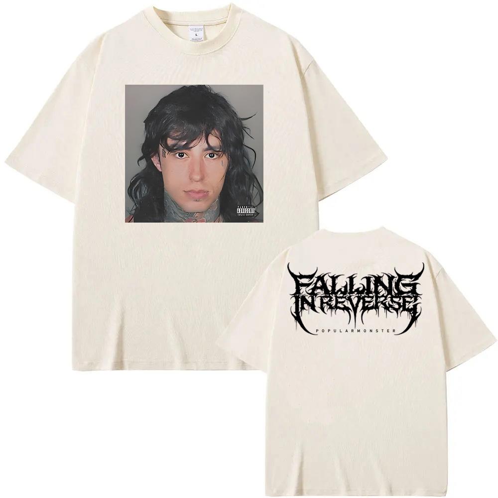 Falling In Reverse T Shirt Sleeve Fashion Tee-shirt Summer Casual Tshirt Popular Monster Cover and Back Logo 100%CottonTops