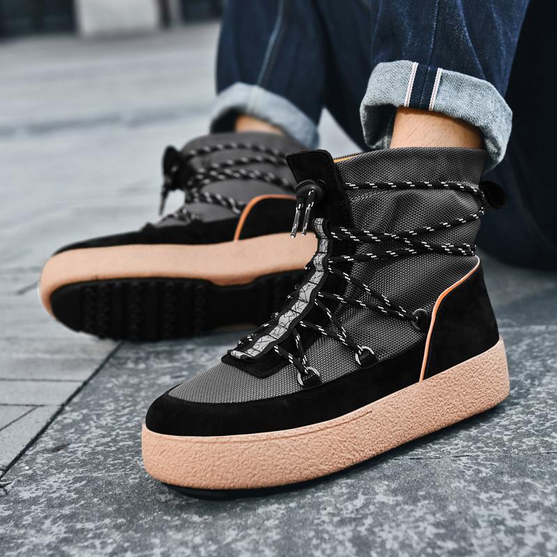 Autumn Men Japan Karajuku Korean Style High Top Streetwear Thick Platform Boots Casual Leather Shoes Male Lace Up Shoes