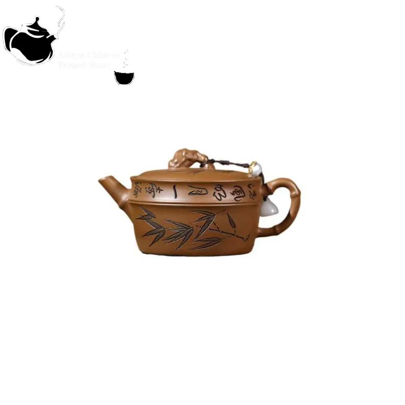 Yixing handmade purple clay pot, raw ore, red gold, vermilion, the Taihu Lake Lake, pink shadow, Chinese style teapot