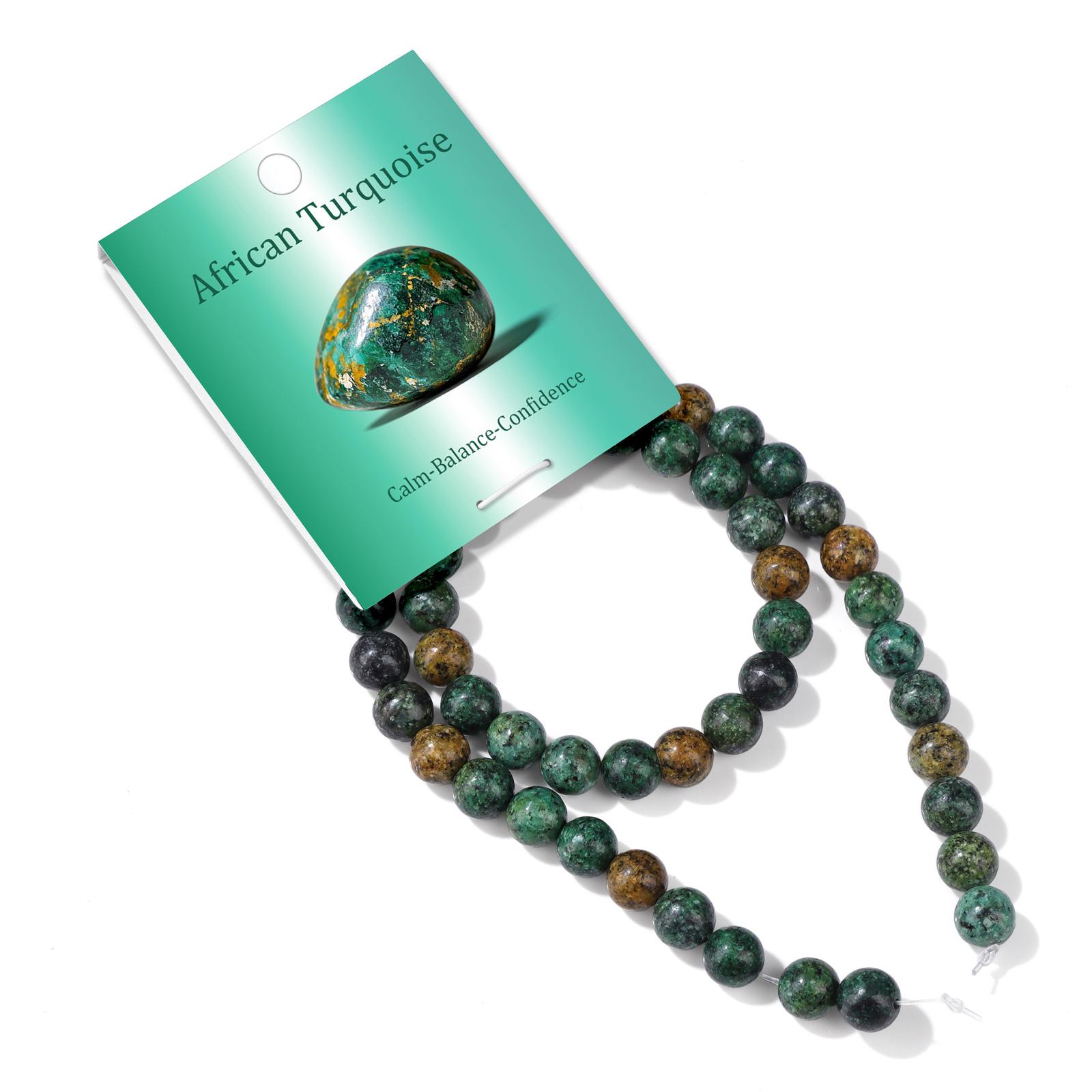 8MM 50pcs Green African turquoise Stone Beads Round Loose Spacer Beads for Jewelry Making Accessories 8MM 50PCS