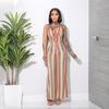 CY901191 European and American Women's Clothing Popular Contrasting Stripes Sexy Backless Lace-up Neck Sling Jumpsuit with Lining