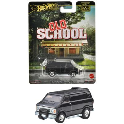 Hot Wheels Pop Culture 1979 Dodge Ram Van Old School Van Vehicle Toy Mini Car Ages 3 and Up Black HVJ38 -