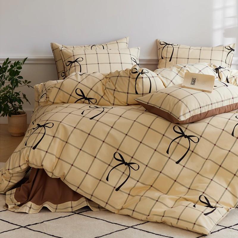 Cotton Flannel Bedding Set Soft Breathable All-season Bed Sheets Plant Floral Print Multiple Sizes